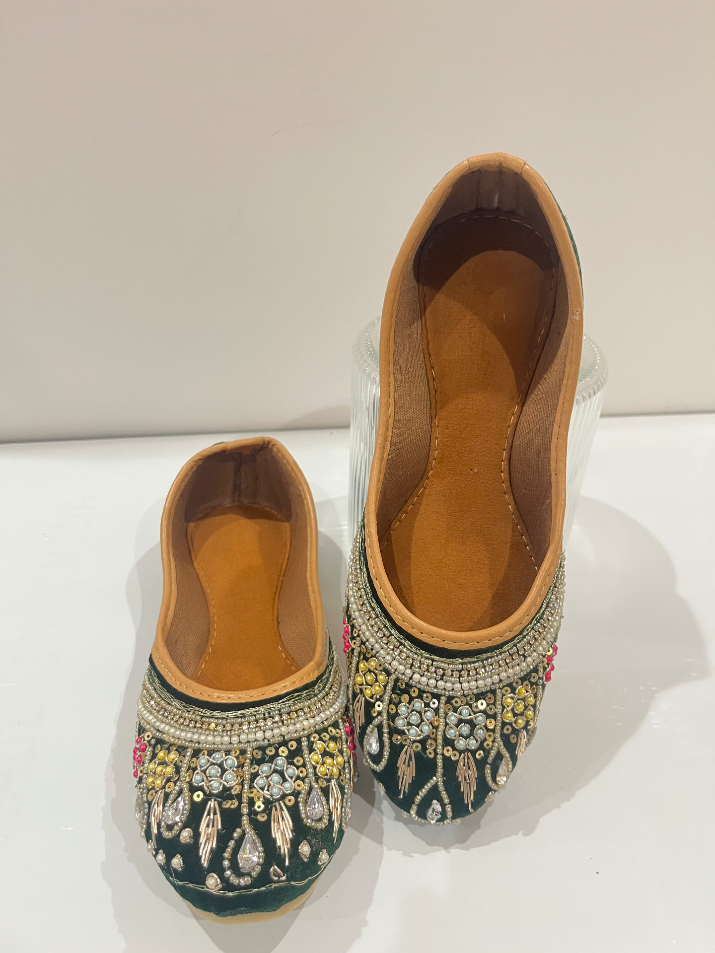 Deep green embellished khussas